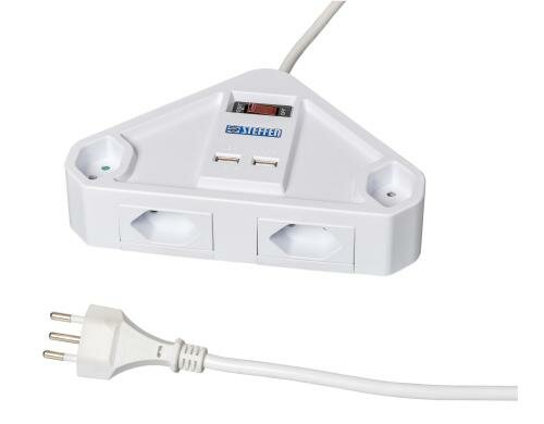 Steba Steckerleiste 4xT13 2xUSB Stromcenter USB 5V/2.1A, Überlast-Reset, schwarz