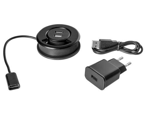 Tisch 2-Port USB Ladegerät 5V/2A Kabeldurchführung, schwarz