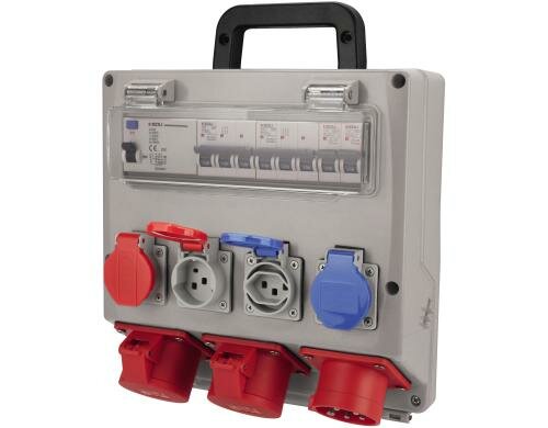 STEFFEN Baustromverteiler mit FI 25A 2xT23, 2xT25, 2xCEE16/5, Stecker CEE 16/5