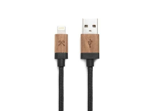 Woodcessories EcoCable USB-Ladekabel Walnuss/Schwarz, USB-A / Lightning, 1.2M
