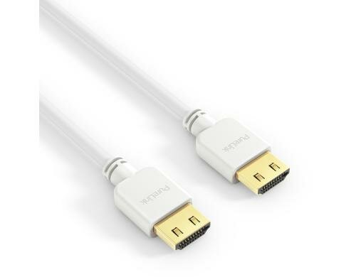 PureInstall, HDMI Kabel, 0.50m weiss Dünnes, High-Speed mit Ethernet HDMI