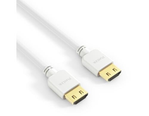 PureInstall, HDMI Kabel, 1.00m weiss Dünnes, High-Speed mit Ethernet HDMI