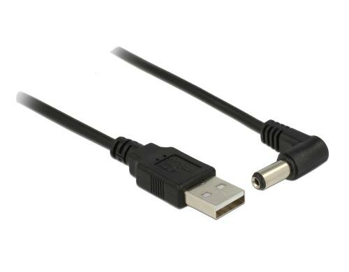 USB2.0-Stromkabel A-5VOLT, 1.5m, schwarz Hohlstecker 5.5mm/2.1mm gewinkelt
