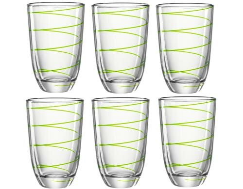 Montana Trinkglas Jolly 430ml grün 6er Set, H: 13cm, D: 9cm