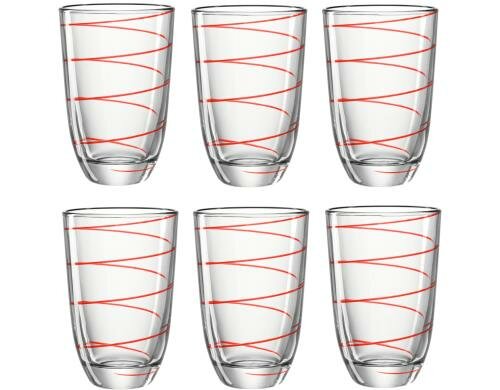 Montana Trinkglas Jolly 430ml rot 6er Set, H: 13cm, D: 9cm
