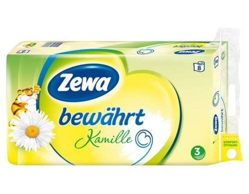 Zewa bewährt Kamille Toilettenpapier 3-l 8 Rollen à 150 Blatt