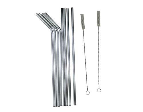 Mahoo Edelstahl Strohhalm Set 8 Stück, 6mm inkl Reinigungsbürsten
