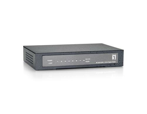 LevelOne GSW-0809: 8Port Switch 1Gbps Green Level, AutoUplink, int. NT, lüfterlos