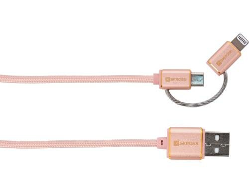 SKROSS 2in1 Chargen Sync Rose Gold Steel Line, für MicroUSB und Lightning