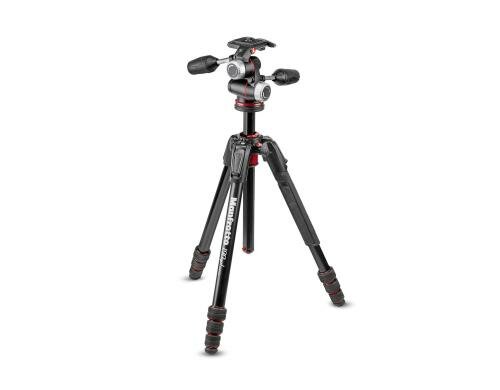 Manfrotto MK190GOA4-3WX Alu-Stativ Kit 4 Segmente, inkl. 3-Wege-Neiger