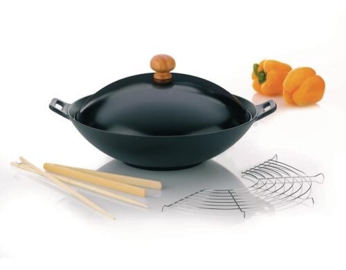Kela Wok Set Asia 5 teilig Gusseisen, 36cm, 4.5 Liter