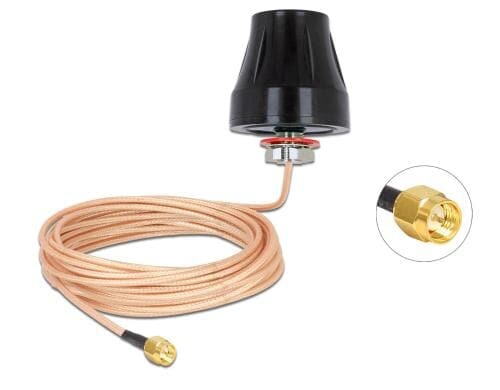 LTE/HSPA/GSM Antenne, SMA-Stecker, schwarz 2dBi Gewinn, Outdoor Rundstrahl, 5m Kabel