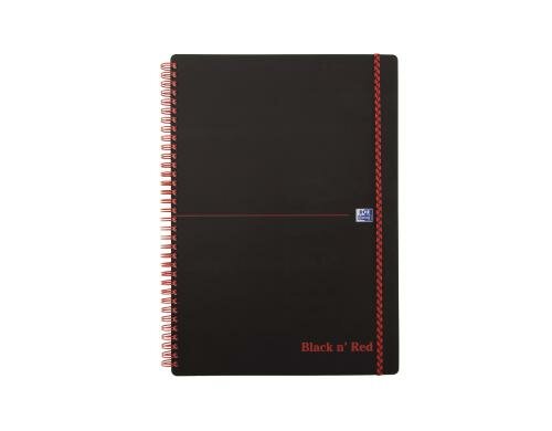 Oxford Collegeblock PP-Deckel Spiral 90g/qm, A4, 70 Seiten, kariert, BlacknRed