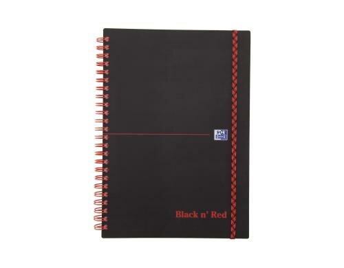 Oxford Collegeblock PP-Deckel Spiral 90g/qm, A5, 70 Seiten, kariert, BlacknRed