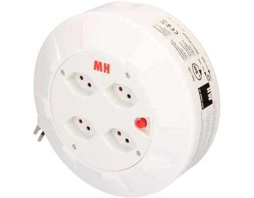 Max Hauri Kabelbox 5m weiss 4x T13 Steckdose, mit Thermoschutz