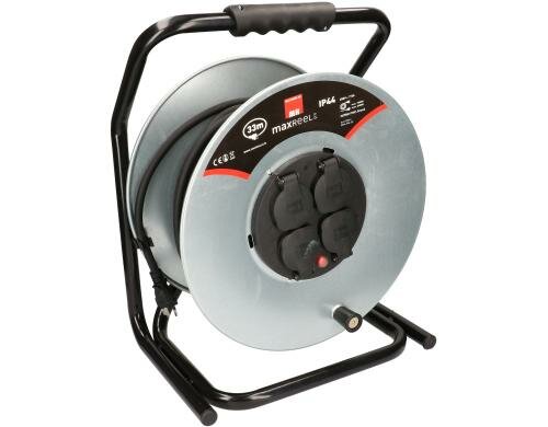 Max Hauri Kabeltrommel 33m IP44 4x T13 Steckdose, mit Thermoschutz