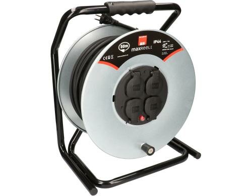 Max Hauri Kabeltrommel 50m IP44 4x T13 Steckdose, mit Thermoschutz