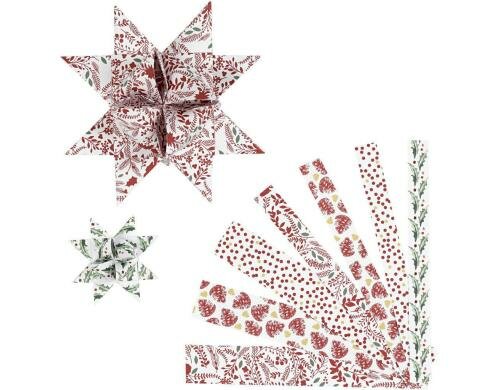 Creativ Company Papierstreifen Fröbelsterne rot/weiss, 12 Sterne, D: 6.5 + 11.5 cm