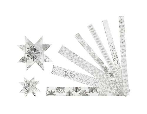 Creativ Company Papierstreifen Fröbelsterne silber, 12 Sterne, D: 6.5 + 11.5 cm