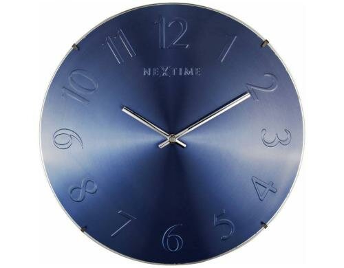 NexTime Wanduhr Elegant Dome blau Durchmesser 35 cm