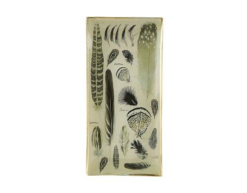 Villa Dekoteller Federn LxB: 21x10.5cm, Glas