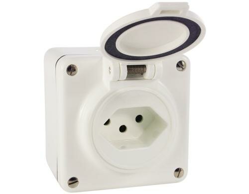 Steffen Steckdose 1xT13 nass, NAP weiss, mit Steckklemmen, IP54