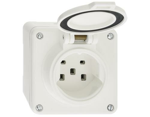 Steffen Steckdose 1xT25 nass, NAP weiss, mit Steckklemmen, IP54