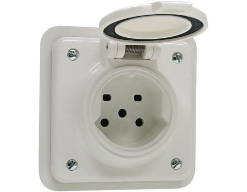 Steffen Steckdose 1xT15 nass, NUP weiss, mit Steckklemmen, IP54