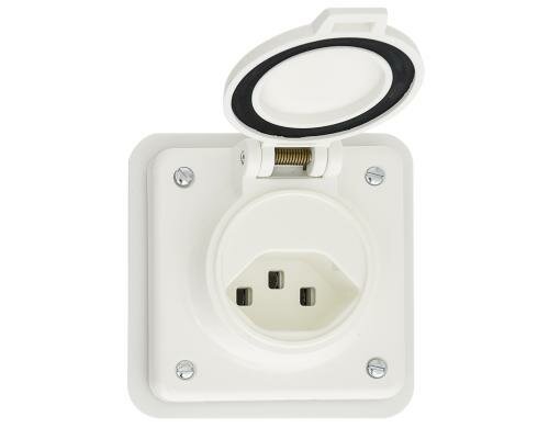 Steffen Steckdose 1xT23 nass, NUP weiss, mit Steckklemmen, IP54