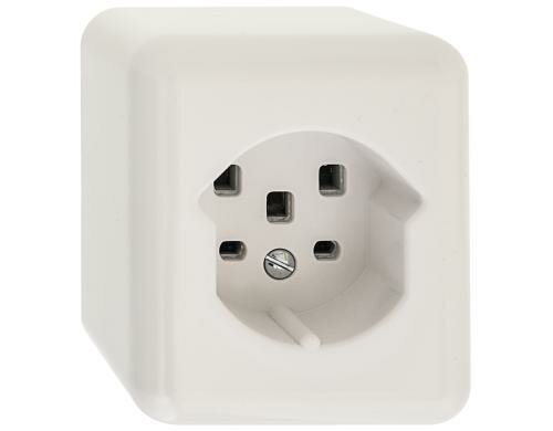 Steffen Steckdose 1xT25, AP, weiss Komplettset mit Rahmen