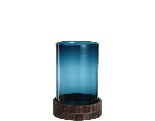 LEONARDO Windlicht 34 blau Holzsockel 1 Stück