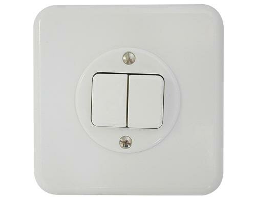 Mica Schalter S1 dop, UP, weiss Komplettset mit Rahmen