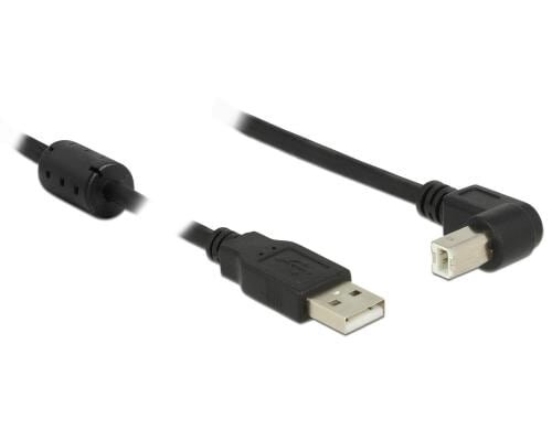 USB2.0-Kabel A-B: 50cm, schwarz USB-B Seite 90°gewinkelt