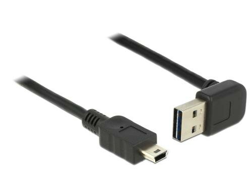 USB2.0-Kabel Easy A-MiniB: 1m, schwarz A Stecker nach oben oder unten gewinkelt
