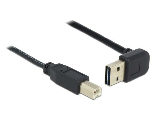 USB2.0-Kabel Easy A-B: 2m, schwarz A Stecker nach oben oder unten gewinkelt