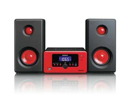 Lenco MC-020, Micro Hifi Anlage Bluetooth, USB, Aux, rot