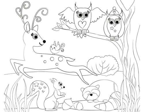 URSUS Ausmaltischset Waldtiere Grösse 33x40cm, 5 Blatt