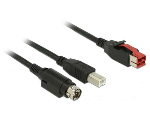 Delock 85487 PoweredUSB Kabel Stecker 24 V USB Typ-B  + Hosiden Mini-DIN 3 Pin