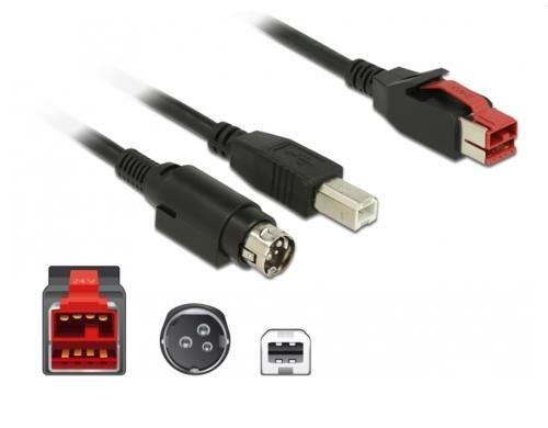 Delock 85488 PoweredUSB Kabel Stecker 24 V USB Typ-B + Hosiden Mini-DIN3 PIN 2m