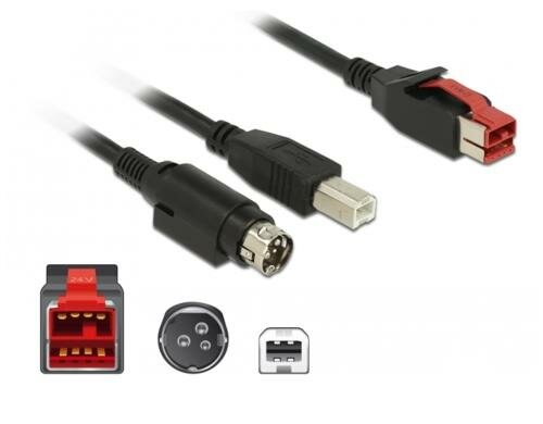 Delock 85490 PoweredUSB Kabel Stecker 24 V USB Typ-B + Hosiden Mini-DIN3 PIN 4m