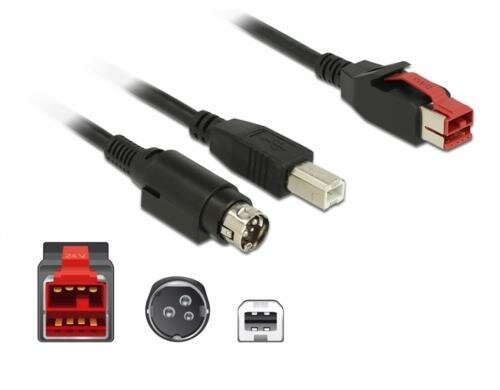 Delock 85491  PoweredUSB Kabel Stecker 24 V USB Typ-B + Hosiden Mini-DIN3 PIN 5m