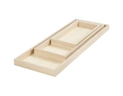 Creativ Company Tablett-Set lang 3 Stück, L:20 + 30 + 40, B:10 + 15 + 15 cm