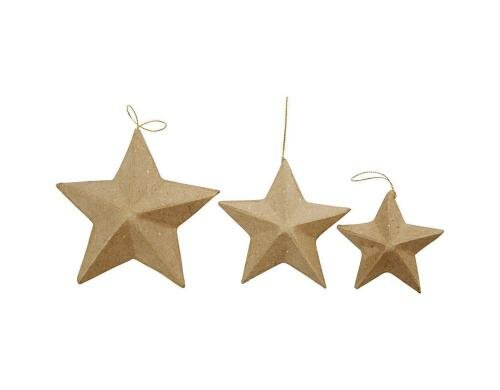 Creativ Company Papp-Anhänger Sterne 6 Stück,7.5 + 10 + 12.5 cm