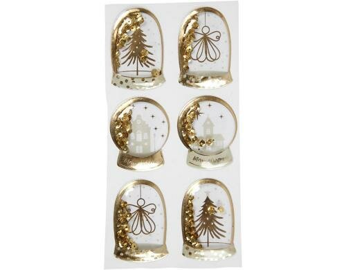 Creativ Company Weihnachtssticker zum Schütteln, 6 Stück, 49 x 32 mm