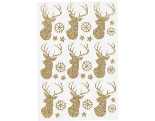 Creativ Company Weihnachtssticker Glitzer 1 Blatt 12 x 18.5 cm gold