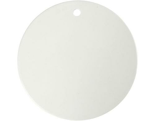 Creativ Company Keramik-Platte rund 20 cm, 0.5 cm, weiss, mit Loch
