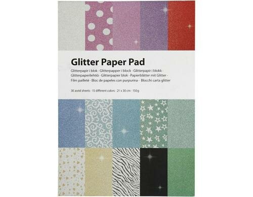 Creativ Company Bastelpapier Glitzer 30 Blatt,  A4, 150 g/m2