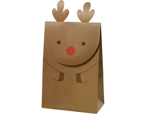 Creativ Company Geschenktüte Rentier 6 Stück, 6 x 12 x 18 cm