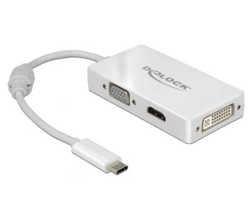 Delock Adapter USB Type-C Stecker VGA / HDMI / DVI Buchse weiß