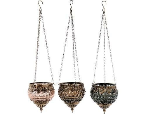 Hoff Interieur Hängelichter Topkapi 3er Set hängend: 46cm, Kette: 34cm, ø12x13cm